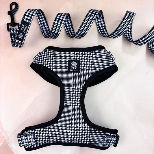 City Houndstooth Adjustable Harness & Lead Bundle