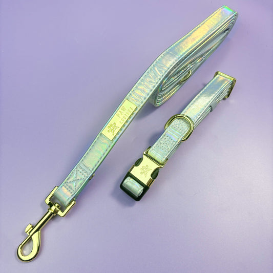 Disco Deluxe  - Iridescent Leatherette Collar & Lead Bundle Occasionwear