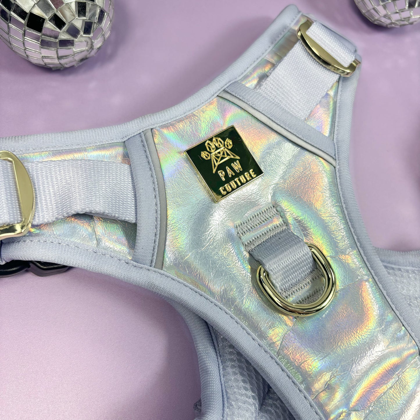 Disco Deluxe Iridescent Leatherette Hercules Harness - Occasionwear