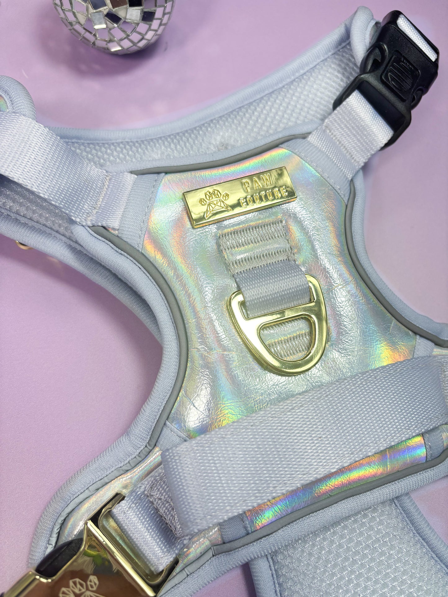 Disco Deluxe Iridescent Leatherette Hercules Harness - Occasionwear
