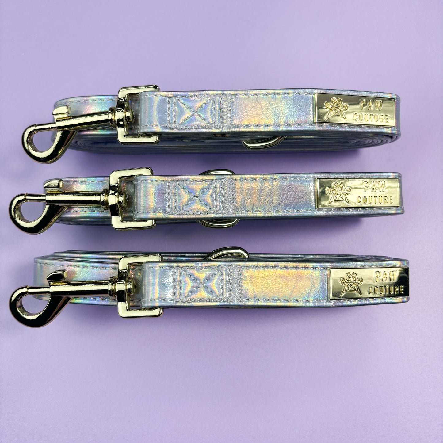Disco Deluxe Iridescent Leatherette Adjustable Harness & Lead Bundle