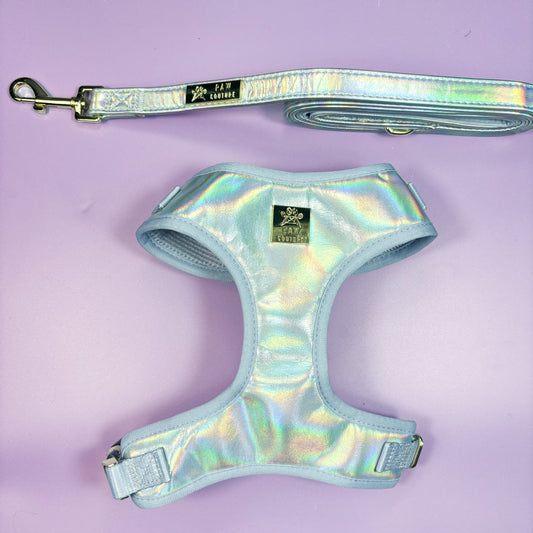 Disco Deluxe Iridescent Leatherette Adjustable Harness & Lead Bundle