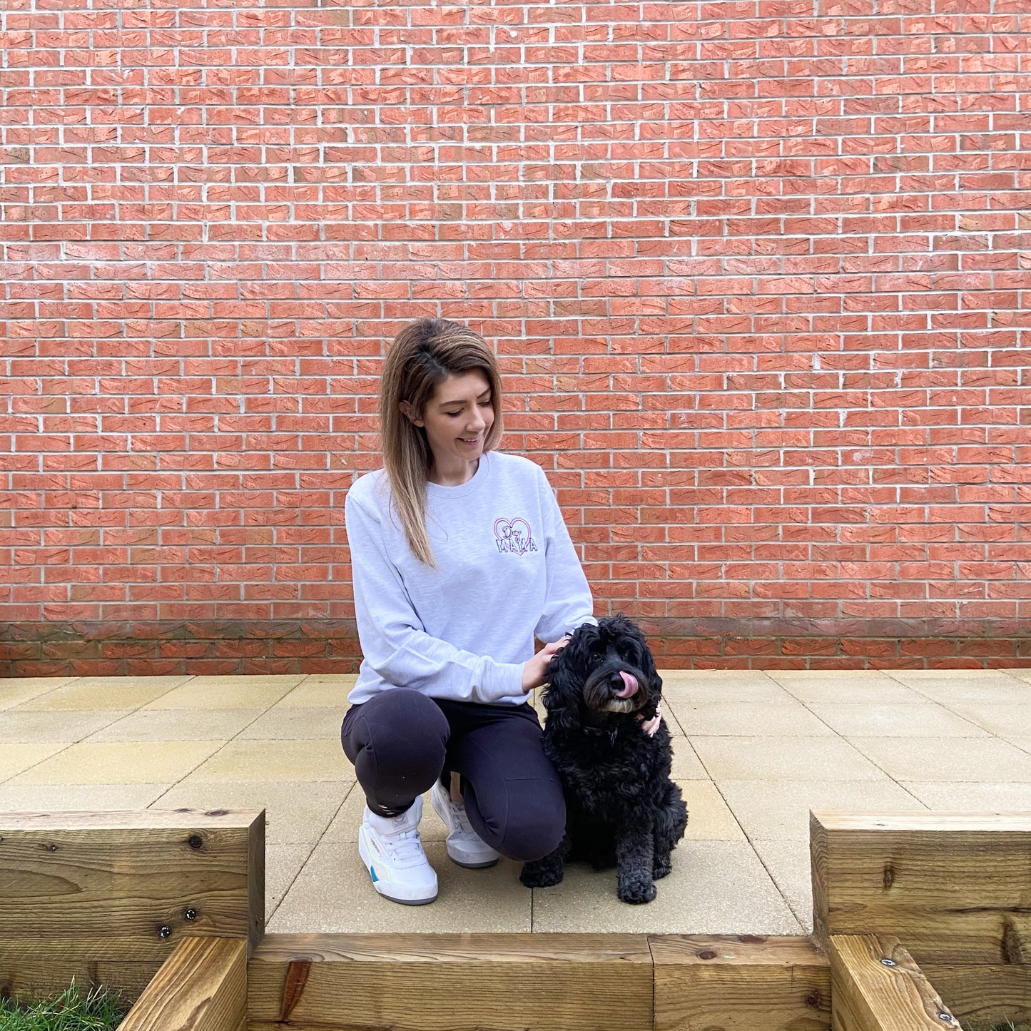 Dog Mama Embroidered Ash Grey Sweatshirt