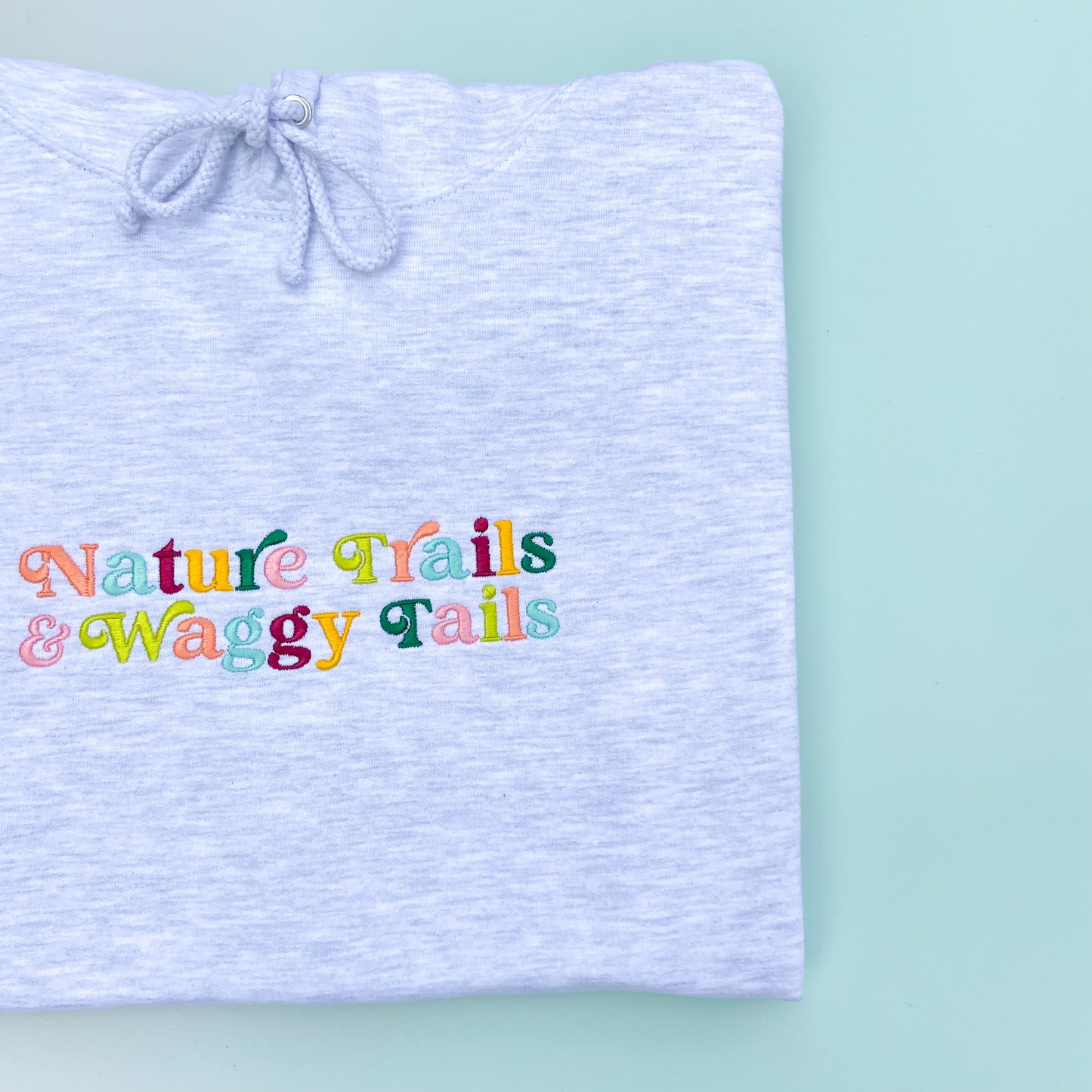 Nature Trails & Waggy Tails Embroidered Ash Grey Hoodie