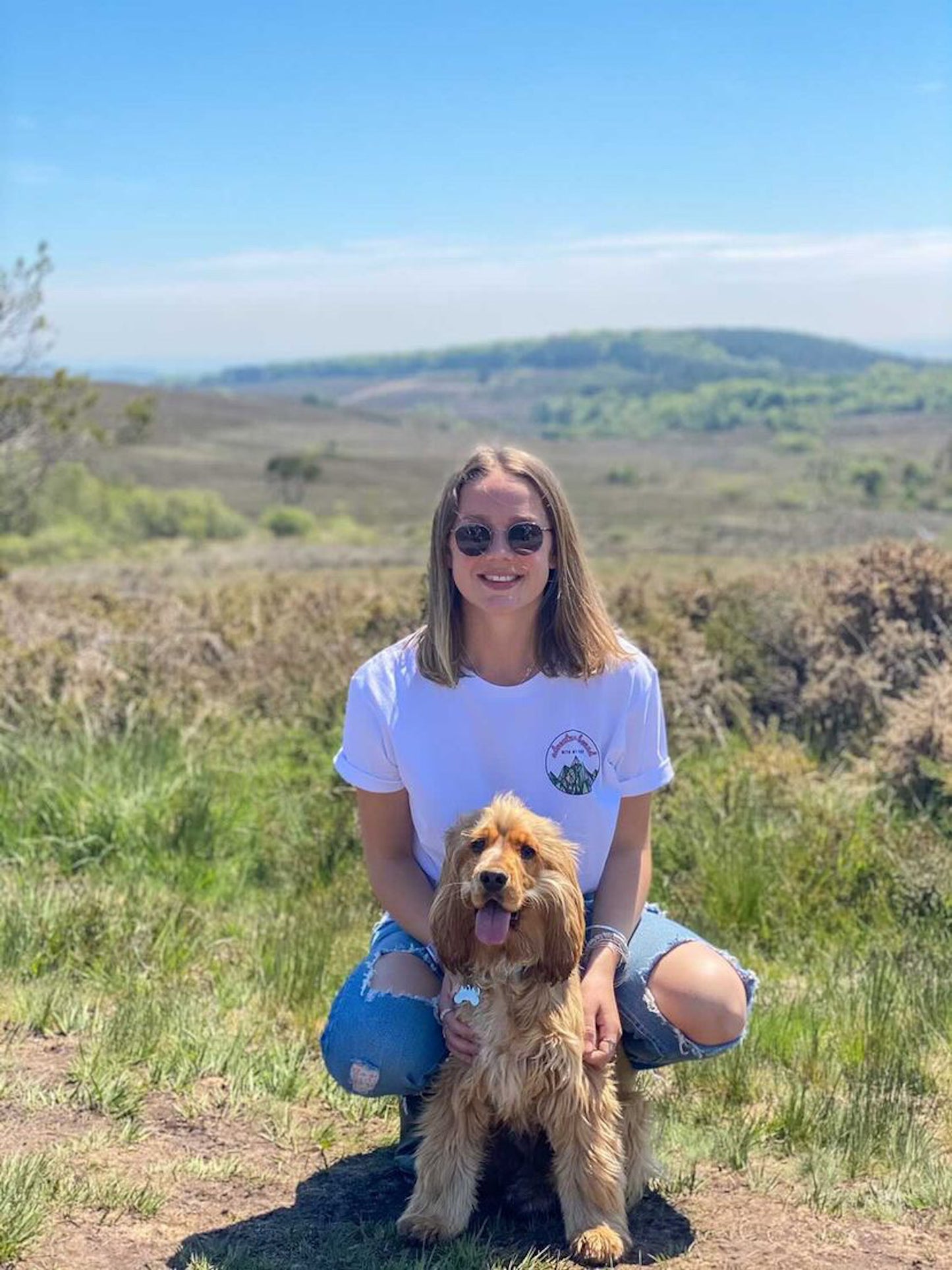 Adventure Bound with My Hound Printed White T-shirt