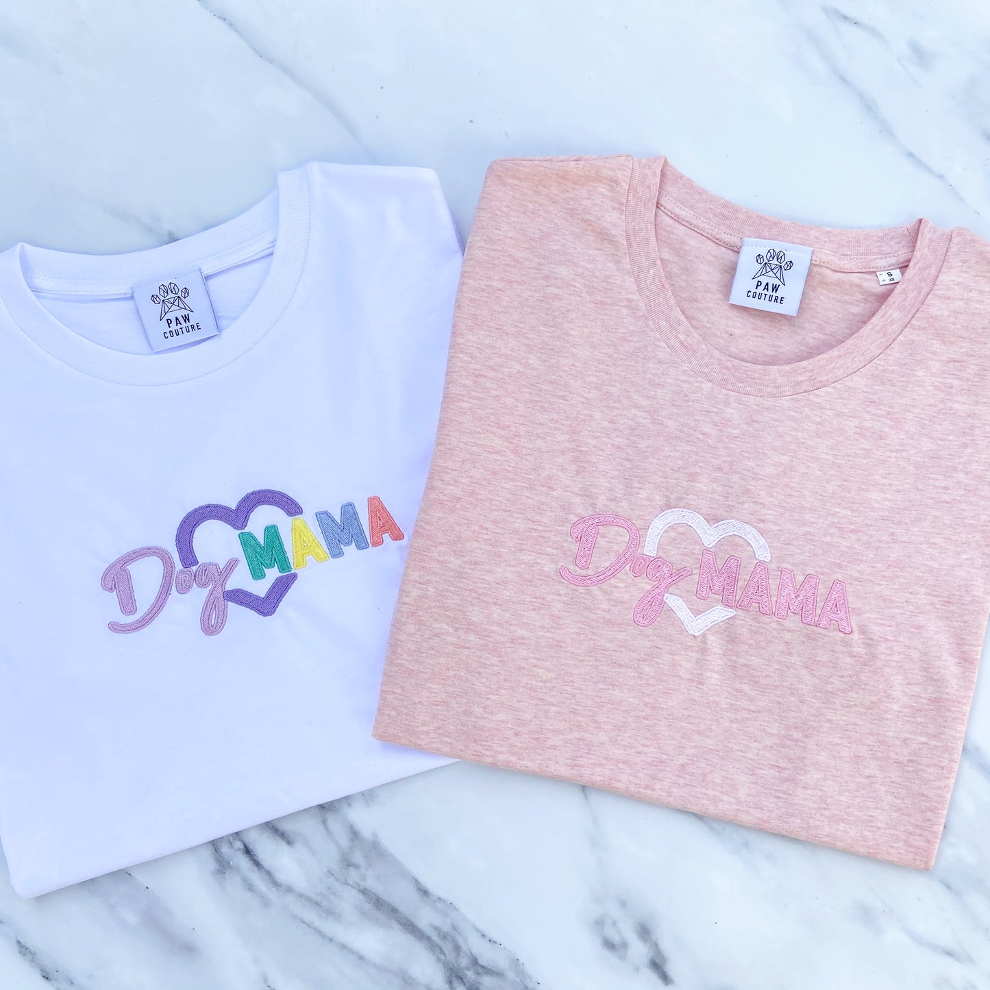 Dog Mama Embroidered White T-shirt