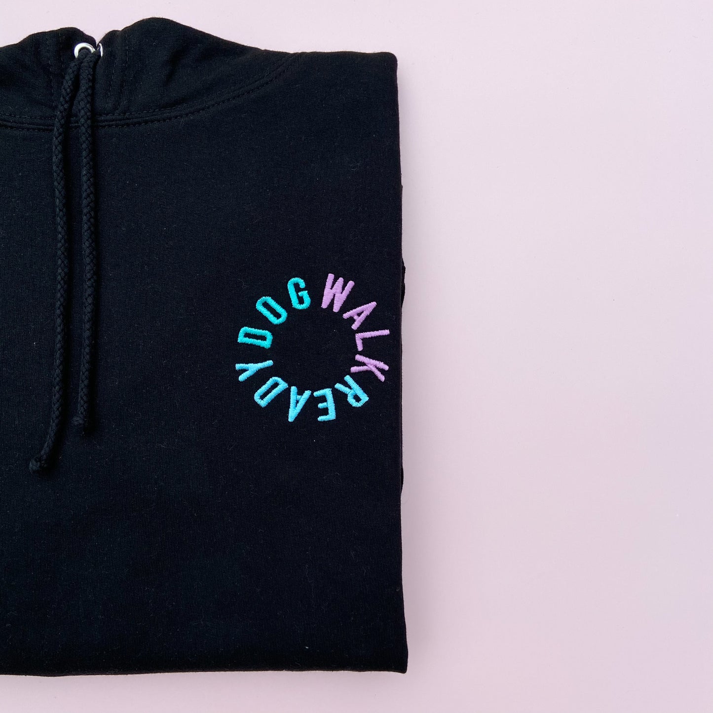 Dog Walk Ready Embroidered Black Hoodie