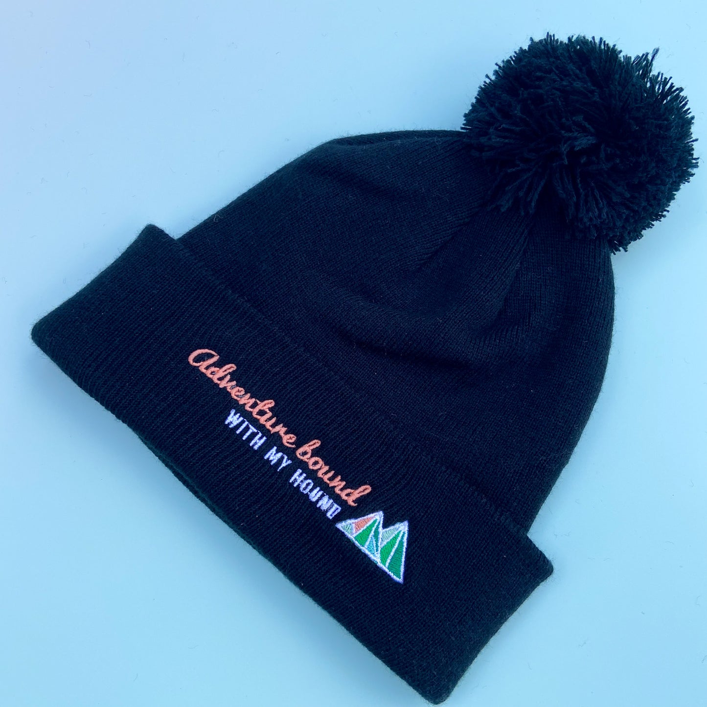 Adventure Bound with My Hound Black Beanie Hat
