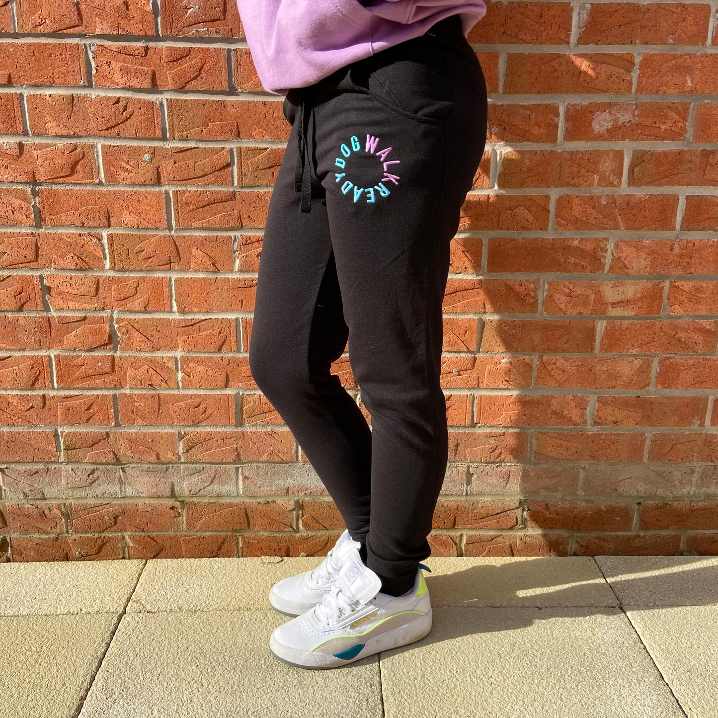 Dog Walk Ready Embroidered Slim Fit Black Joggers
