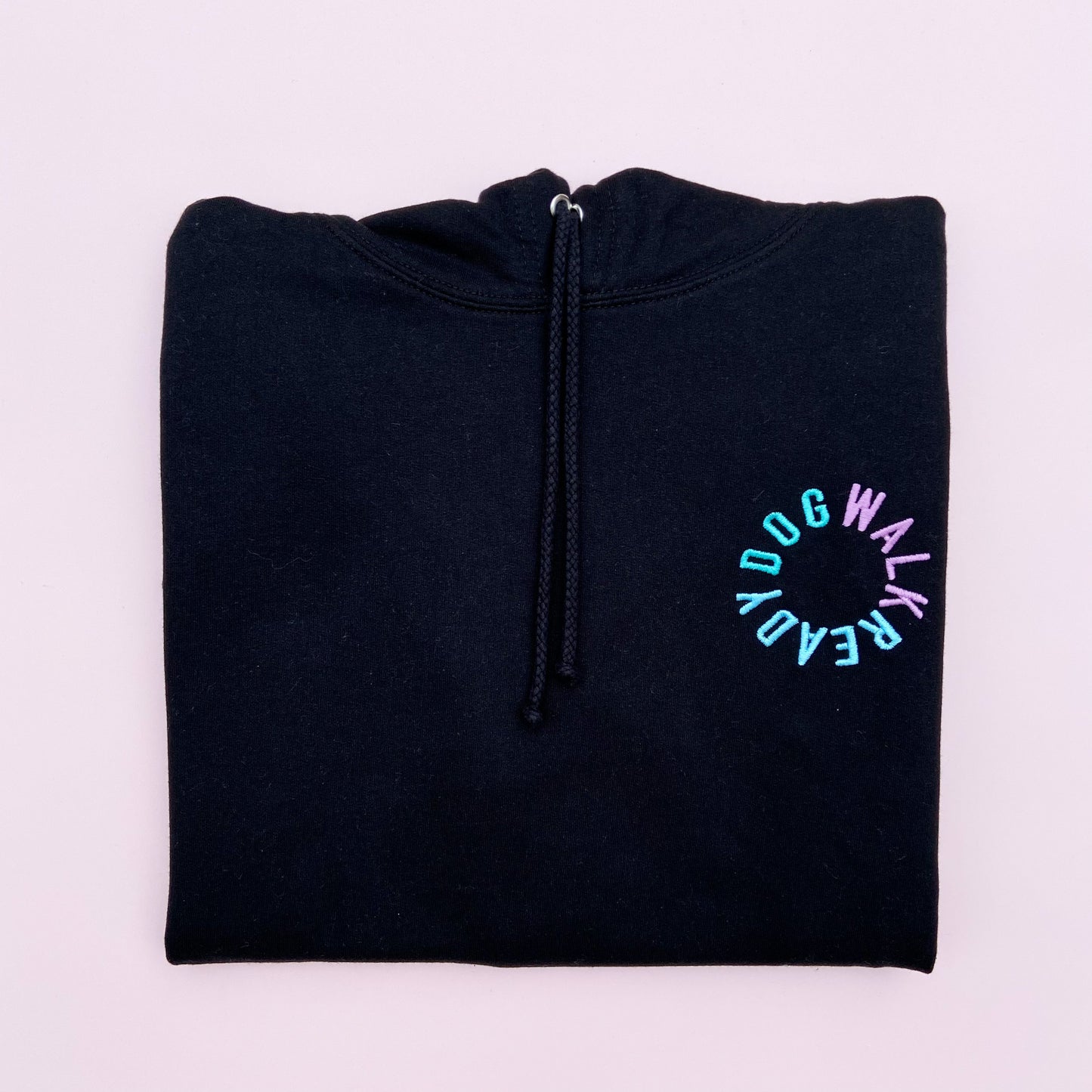 Dog Walk Ready Embroidered Black Hoodie