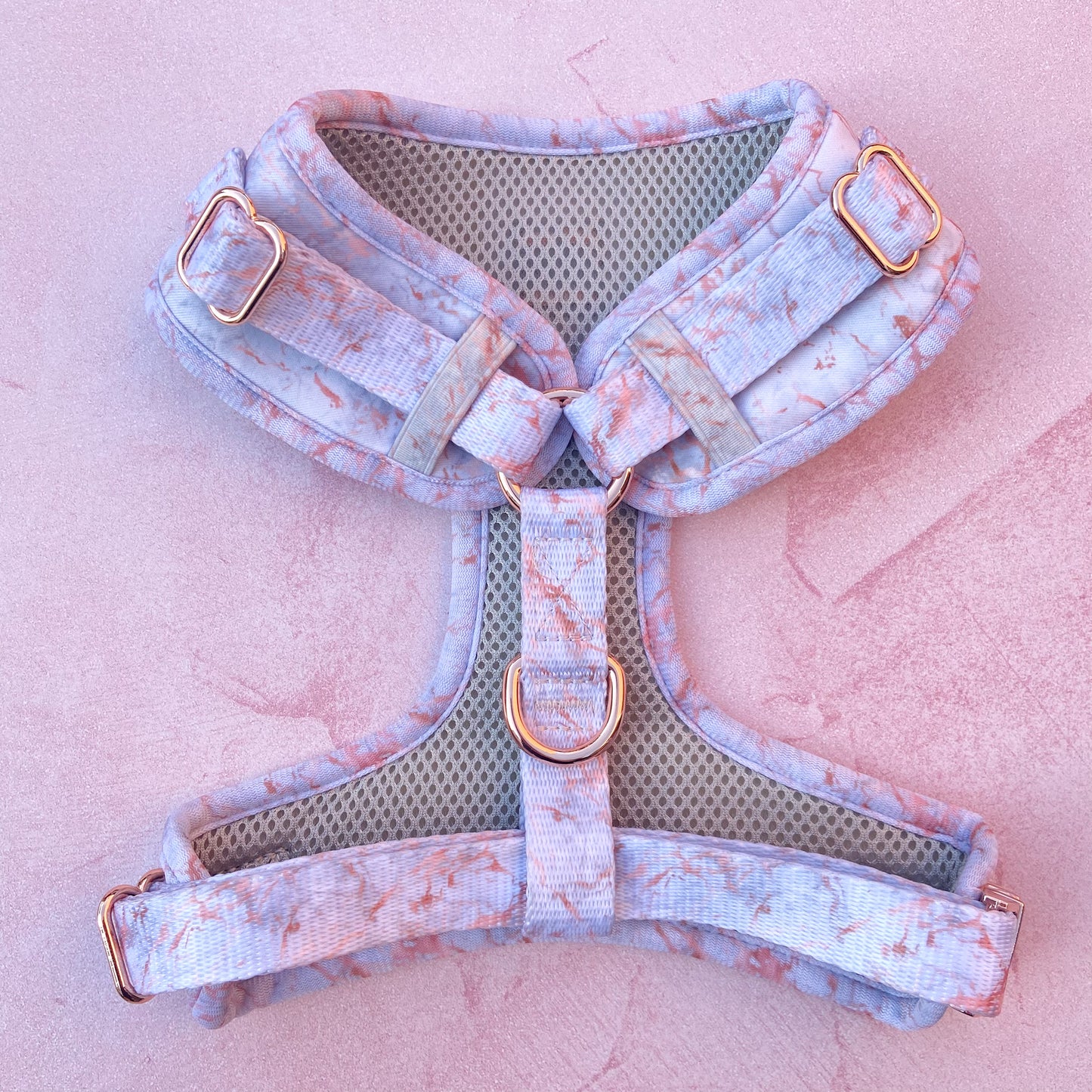 Rose Gold Marble Adjustable Harness & Lead Bundle