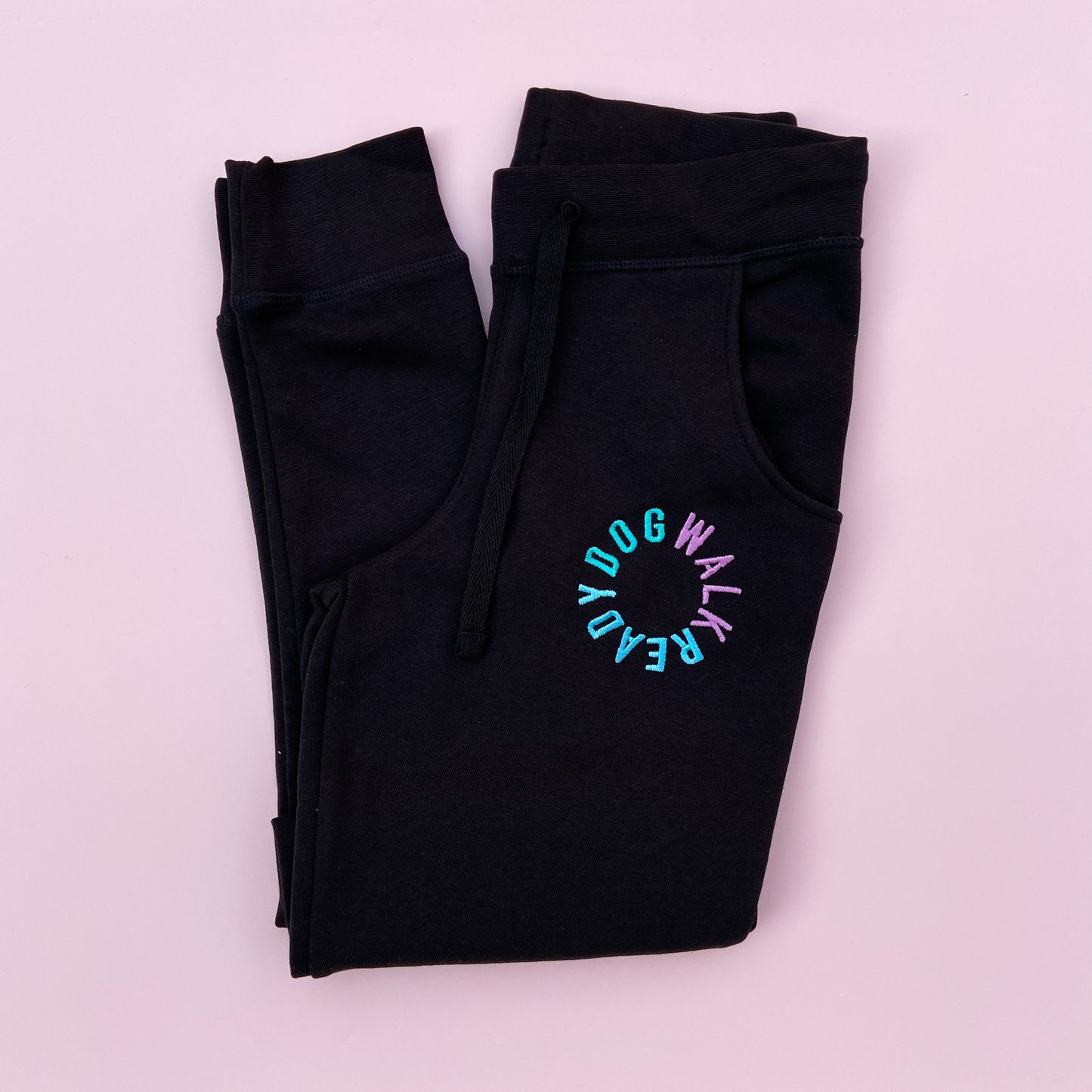 Dog Walk Ready Embroidered Slim Fit Black Joggers