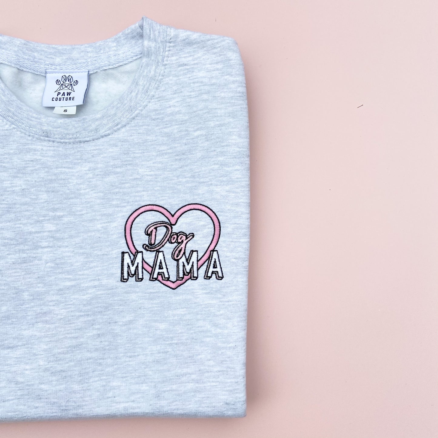Dog Mama Embroidered Ash Grey Sweatshirt