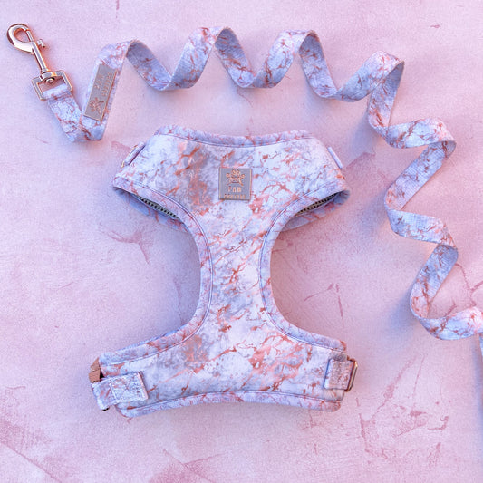 Rose Gold Marble Adjustable Harness & Lead Bundle