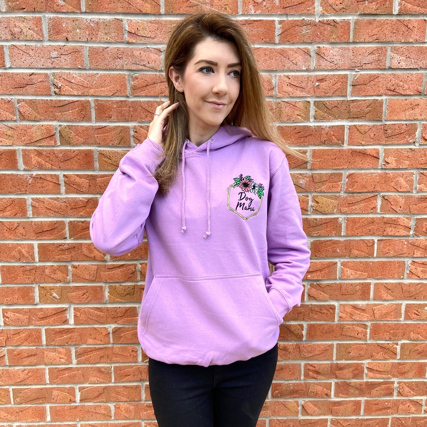 Dog Mama Floral Embroidered Lilac hoodie