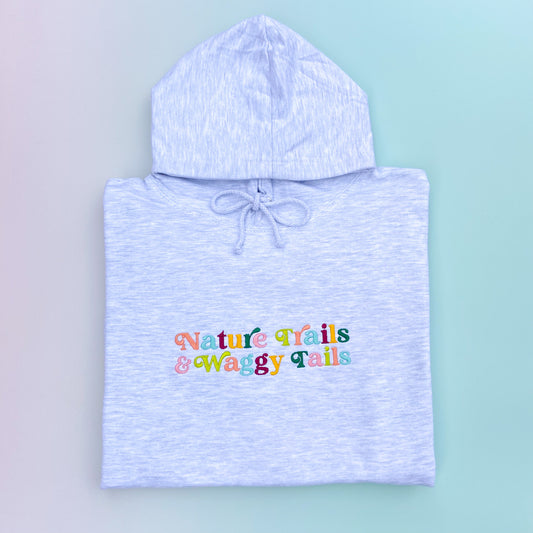 Nature Trails & Waggy Tails Embroidered Ash Grey Hoodie