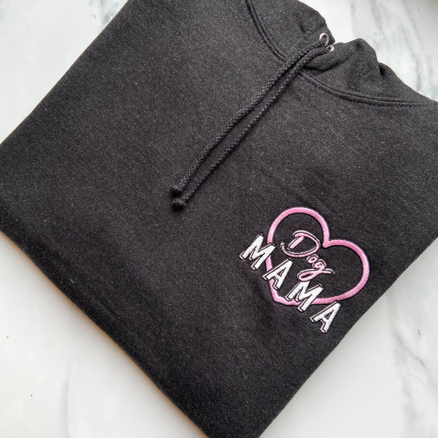Dog Mama Embroidered Black Smoke Hoodie