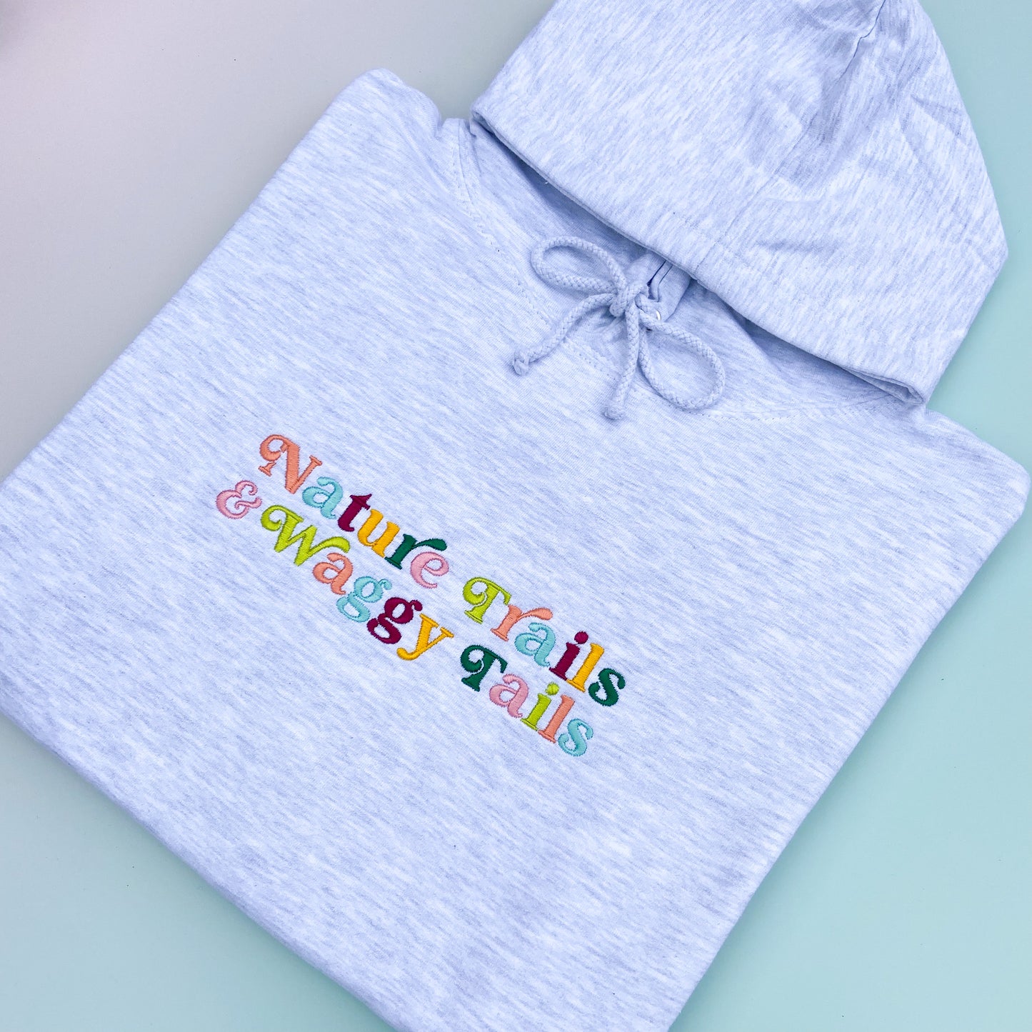 Nature Trails & Waggy Tails Embroidered Ash Grey Hoodie