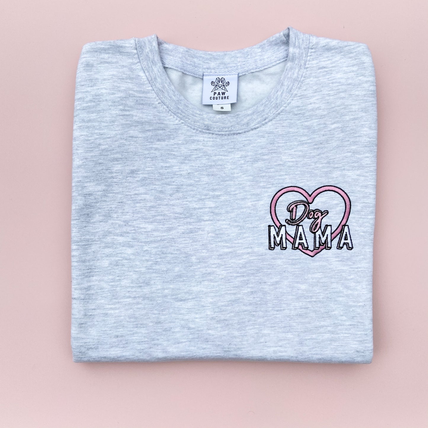 Dog Mama Embroidered Ash Grey Sweatshirt