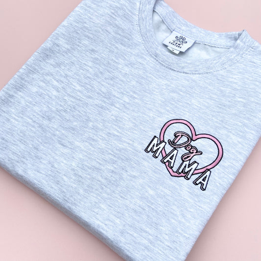 Dog Mama Embroidered Ash Grey Sweatshirt