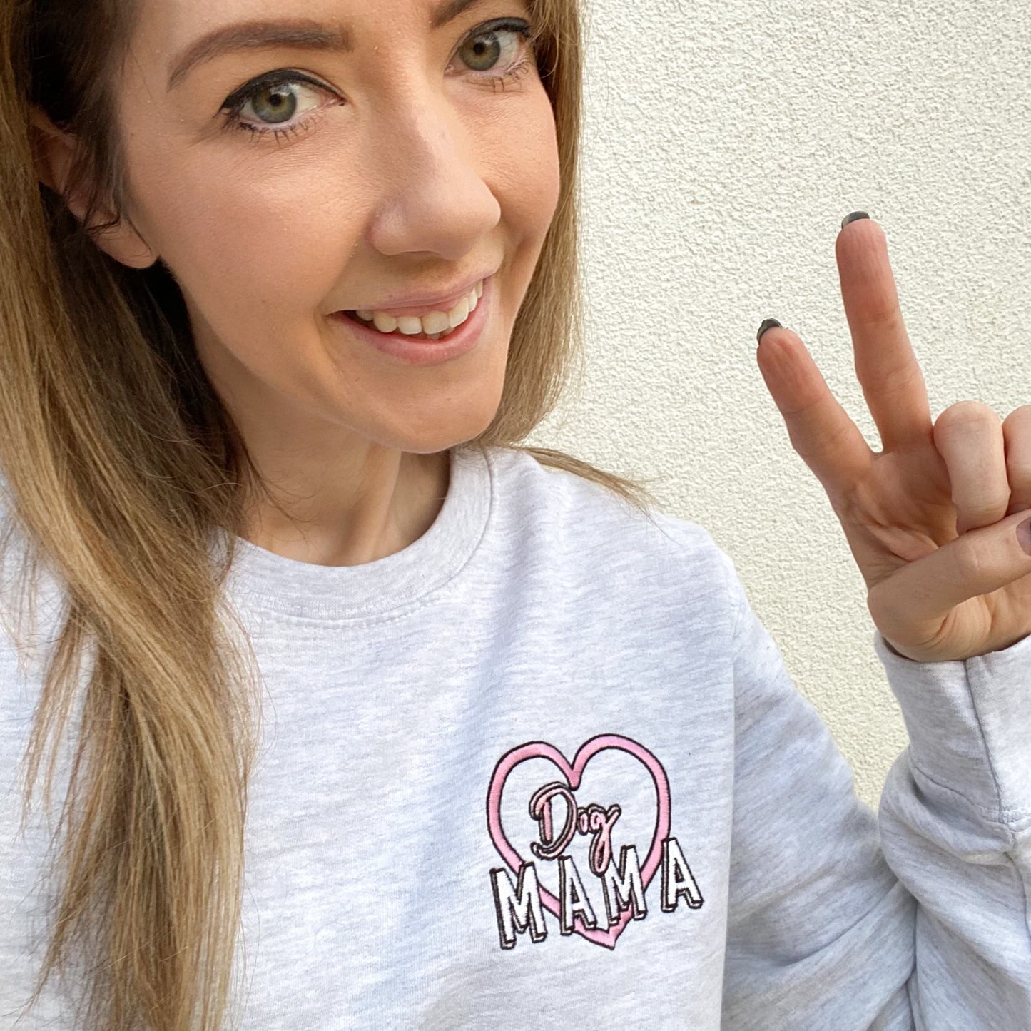 Dog Mama Embroidered Ash Grey Sweatshirt