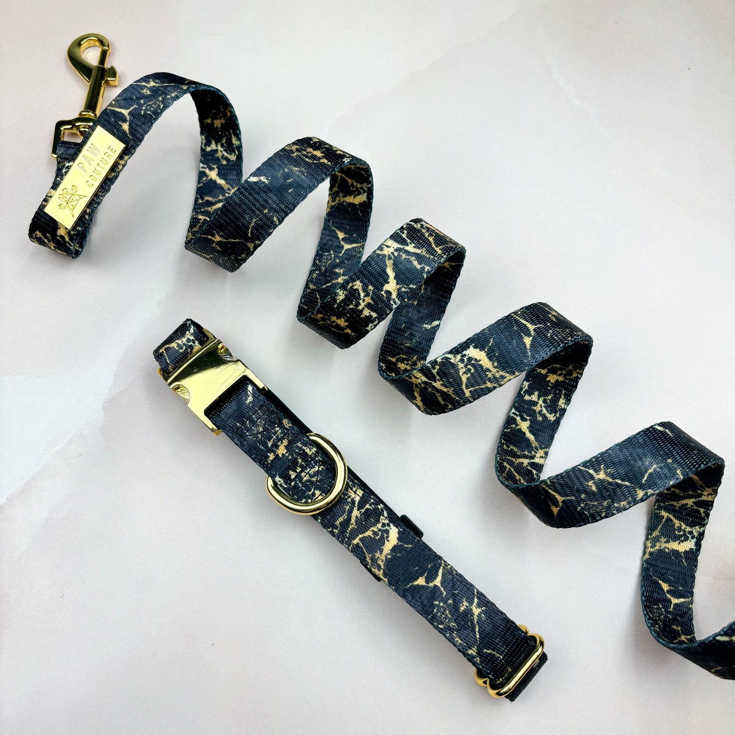Midnight Marble Deluxe - Collar & Lead Bundle
