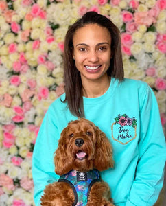 Floral Dog Mama Embroidered Peppermint Sweatshirt