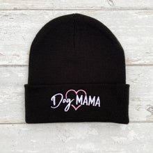 Load image into Gallery viewer, Dog Mama Embroidered Black Beanie Hat
