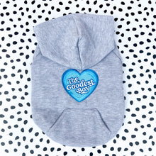 Load image into Gallery viewer, The Goodest Boy Grey Embroidered Zip up Dog Hoodie
