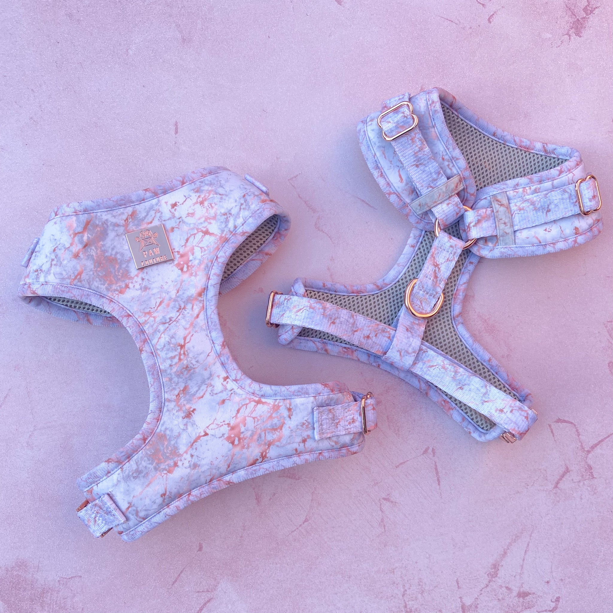 Rose Gold Marble Deluxe Adjustable Harness – Paw Couture