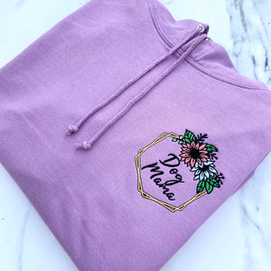 Dog Mama Floral Embroidered Lilac hoodie