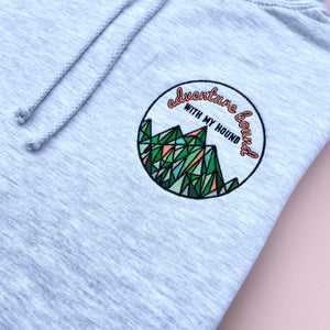 Adventure Bound with My Hound Embroidered Ash Grey Hoodie