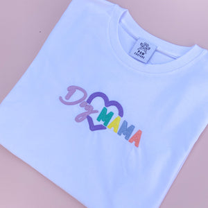 Dog Mama Embroidered White T-shirt