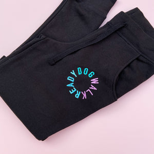 Dog Walk Ready Embroidered Slim Fit Black Joggers
