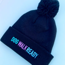 Load image into Gallery viewer, Dog Walk Ready Embroidered Black Beanie Hat
