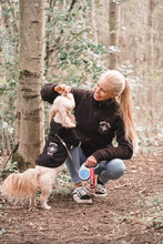 Load image into Gallery viewer, Adventure Bound Black Embroidered Zip up Dog Hoodie
