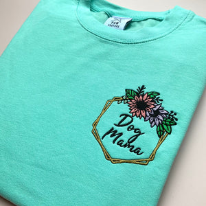 Floral Dog Mama Embroidered Peppermint Sweatshirt