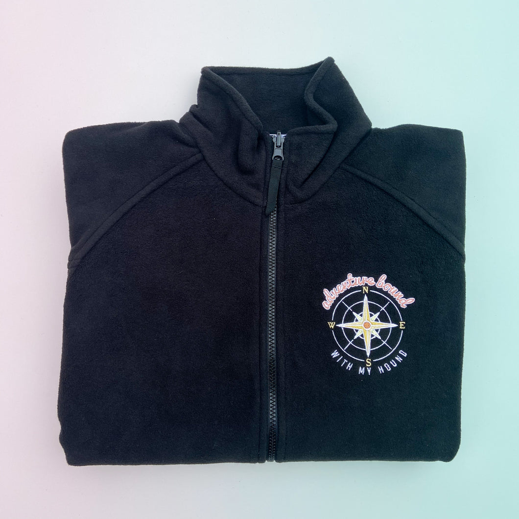 Adventure Bound with My Hound Embroidered Black Fleece