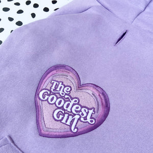 The Goodest Girl Lilac Embroidered Zip up Dog Hoodie