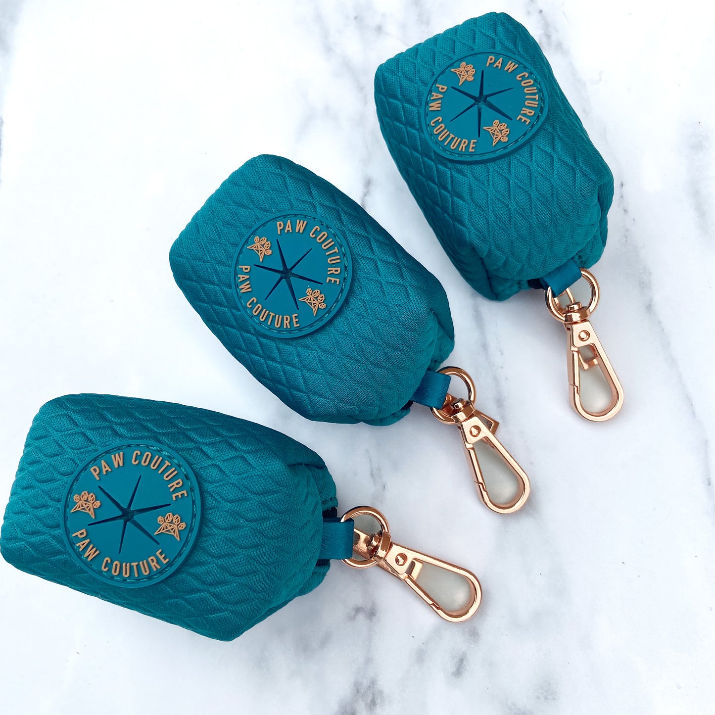 Teal Diamond Deluxe Quilted Poo Bag Holder