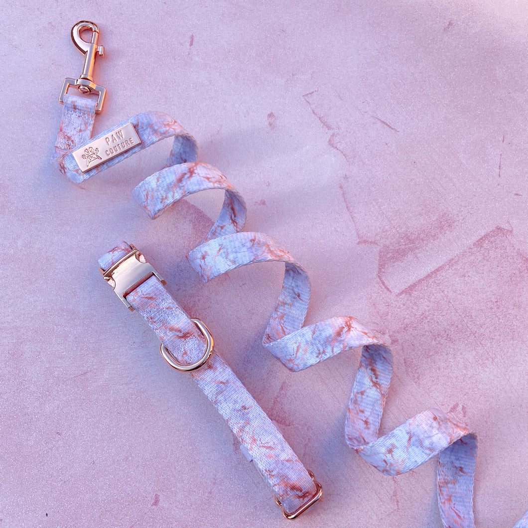 Rose Gold Marble Deluxe  - Collar & Lead Bundle