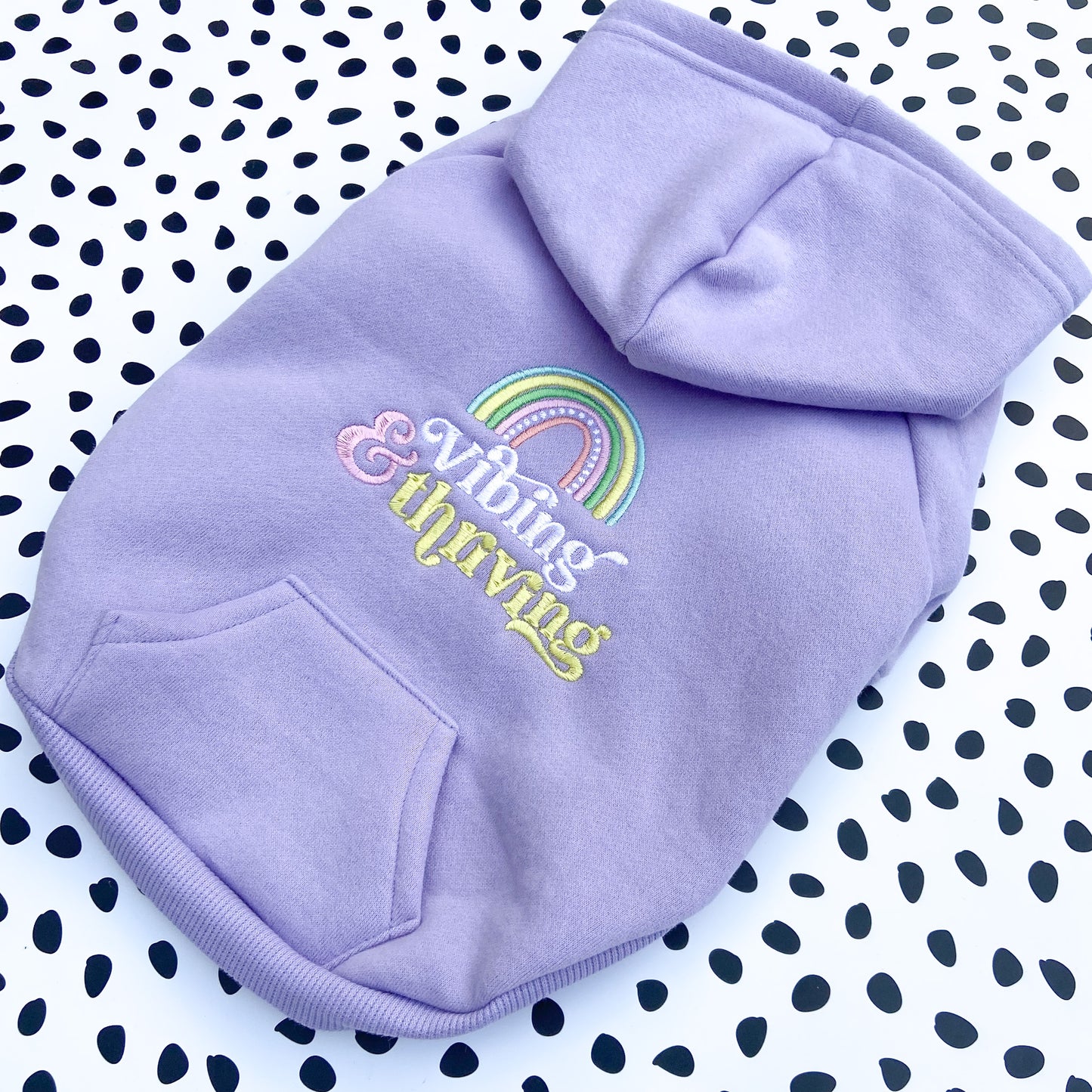 Vibing & Thriving Lilac Embroidered Zip up Dog Hoodie