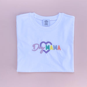 Dog Mama Embroidered White T-shirt