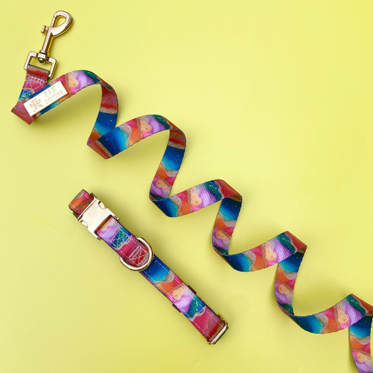 Rainbow Agate Deluxe  - Collar & Lead Bundle