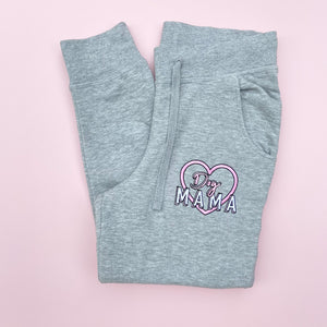 Dog Mama Embroidered Slim Fit Heather Grey Joggers