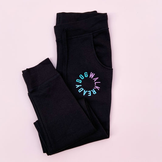 Dog Walk Ready Embroidered Slim Fit Black Joggers