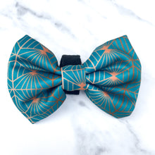 Load image into Gallery viewer, Teal Diamond Deluxe Bow Tie
