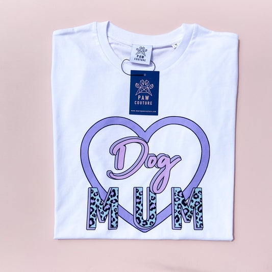 Dog Mum Leopard White T-shirt