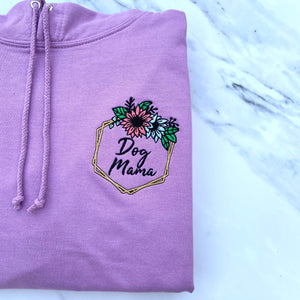 Dog Mama Floral Embroidered Lilac hoodie