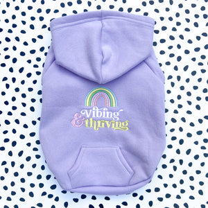 Vibing & Thriving Lilac Embroidered Zip up Dog Hoodie